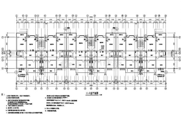长沙仁和春天小区4100平米6层底框结构住宅楼全套建筑设计CAD设计图-图二