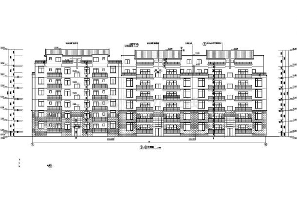 贵阳市塞纳花园 小区4800平米6+1层砖混结构住宅楼建筑设计CAD图纸-图一