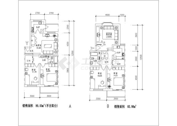 【深圳】某广场高档大户型商住楼全套施工设计cad图纸-图一