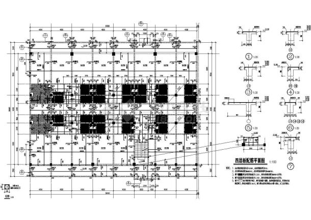 某六层框架结构酒店设计cad全套结构施工图（含设计说明）-图二