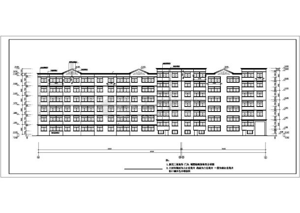 扬州市第六中学5500平米6层砖混结构节能型教师住宅楼建筑设计CAD图纸-图二