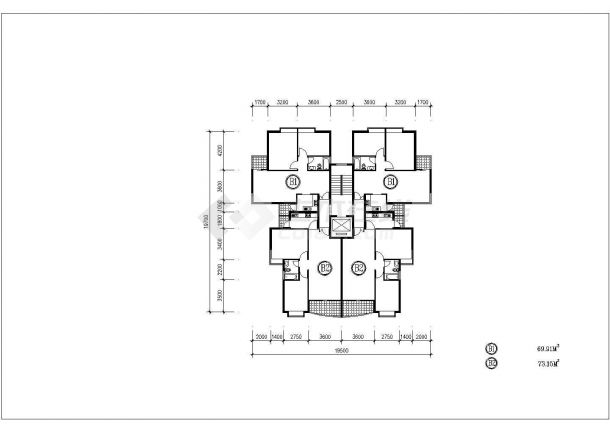 某住宅2号公寓平面建筑设计CAD方案图-图一