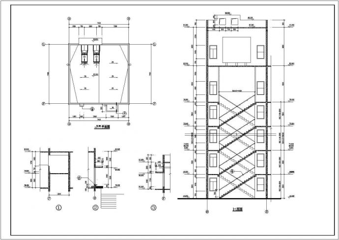 高层住宅楼楼梯电梯施工图CAD图_图1