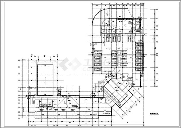 福州市建设路某3层框架结构商业综合楼CAD平面设计图纸（含地下层）-图二