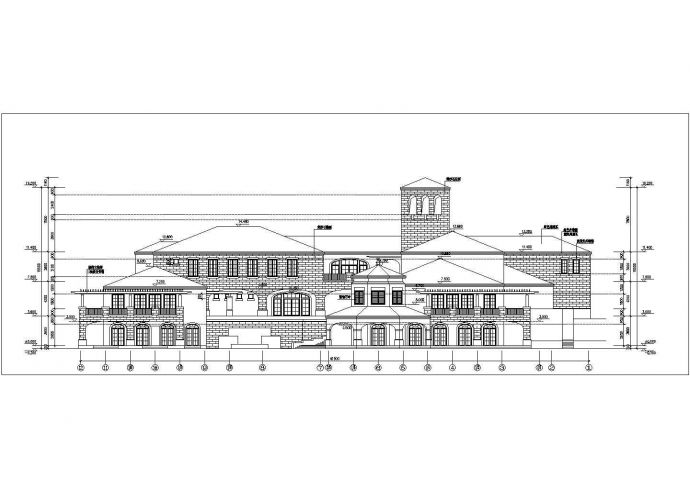 无锡市盛岸路某3层框混结构高档娱乐会所全套CAD建筑设计图纸_图1