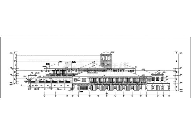 无锡市盛岸路某3层框混结构高档娱乐会所全套CAD建筑设计图纸-图二