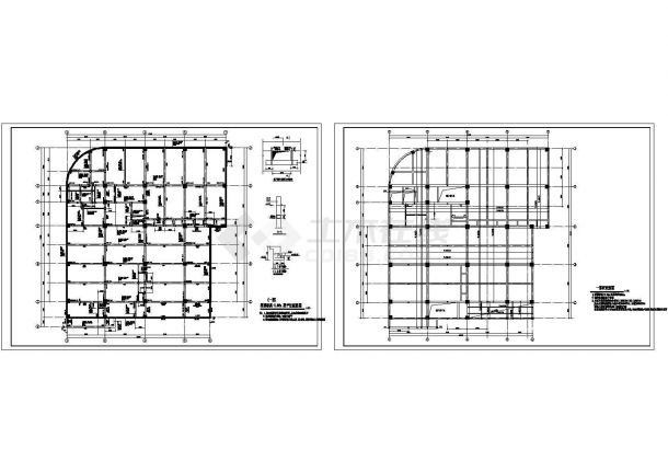 某框架结构商厦结构设计图CAD-图一
