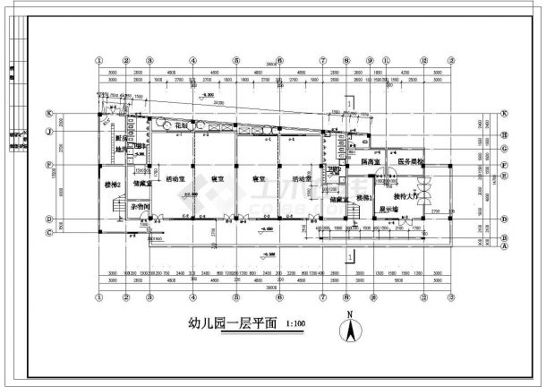 4层1515.1平米砖混结构小区幼儿园建施结施图纸-图二