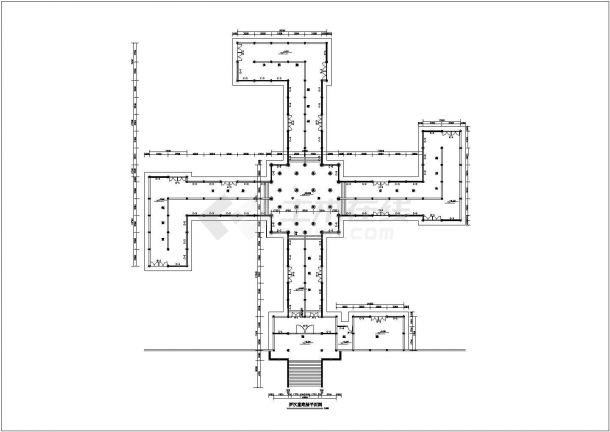 长71.5米 宽64.4米 一层罗汉堂建筑设计 含基础平面图-图一