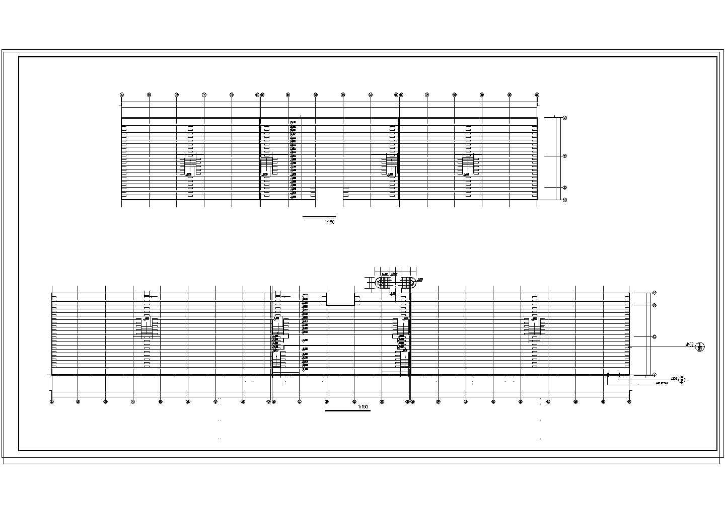 某地3层框架结构体育馆建筑设计cad施工图纸