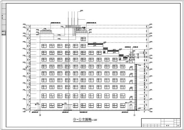 某地九层酒店cad建筑设计施工图纸-图二