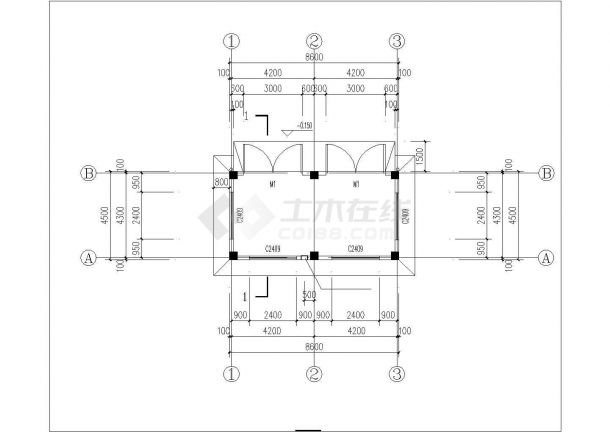 重庆市某工业园区38平米单层钢混框架结构废料库建筑结构设计CAD图纸-图二