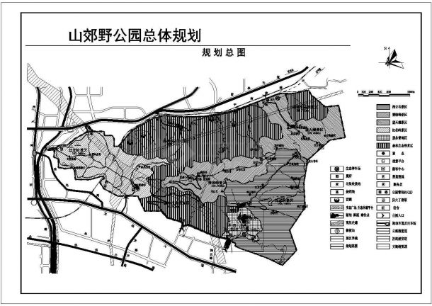 某山郊野公园景观规划设计cad施工总平面图-图一