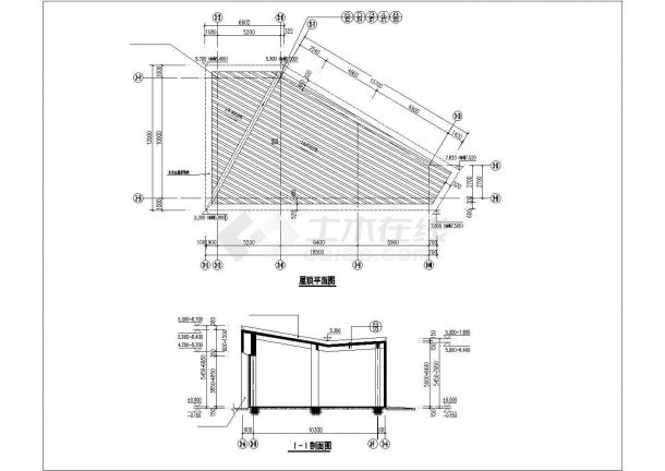 青岛格林小城小区160平米单层框架结构服务中心建筑+结构设计CAD图纸-图一