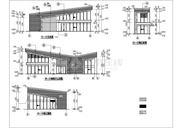 青岛格林小城小区160平米单层框架结构服务中心建筑+结构设计CAD图纸-图二