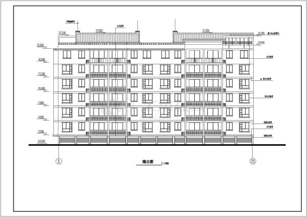 某砖混结构六层住宅楼设计cad详细建筑施工图（含设计说明）-图二