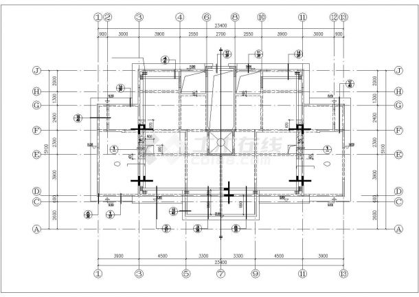 漳州市新时代小区七层剪力墙结构住宅楼结构设计CAD图纸（含地下2层）-图二