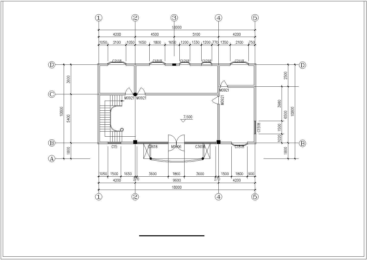 四层别墅建筑设计cad施工图效果图