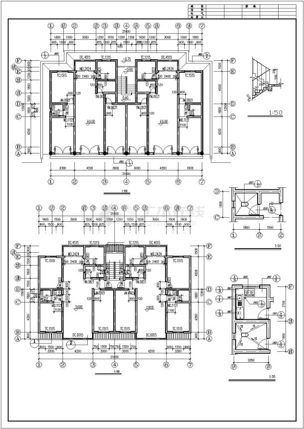 重庆市某工厂1500平米6层砖混结构职工宿舍楼建筑设计CAD图纸-图一