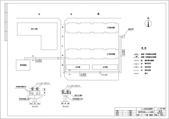 某印染厂宿舍室外供热管网设计cad详细施工图（含设计说明）_图1