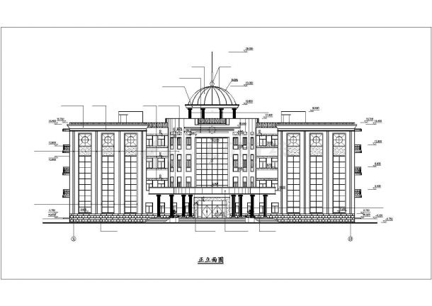 武汉市某居住区4层砖混结构欧式风格休闲会所建筑设计CAD图纸-图二