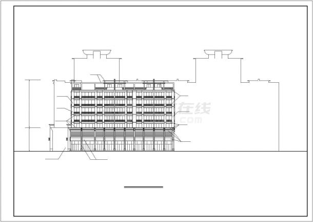 南安市某现代化小区11层框架结构商住楼立面设计CAD图纸（1-2层商用）-图一
