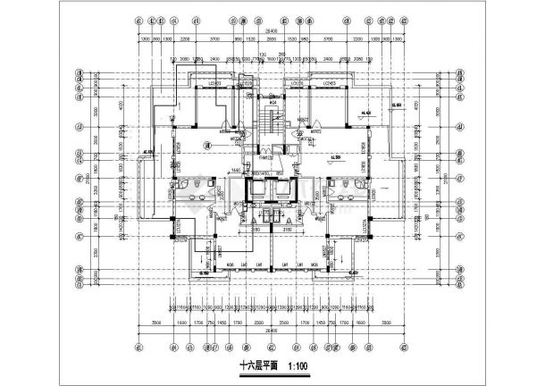 汕尾市某居住区16层剪力墙结构住宅楼全套建筑设计CAD图纸（含机房层）-图二