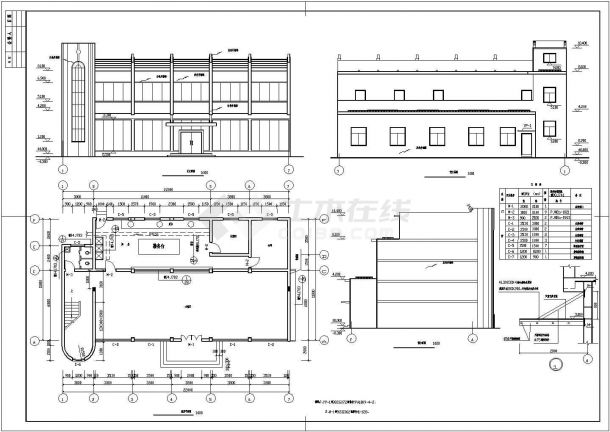 某框架结构二层食堂设计cad详细建施图-图二