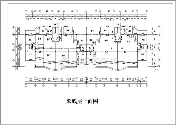 太原市富川花园小区6层混合结构住宅楼全套平面设计CAD图纸（含跃层）-图一