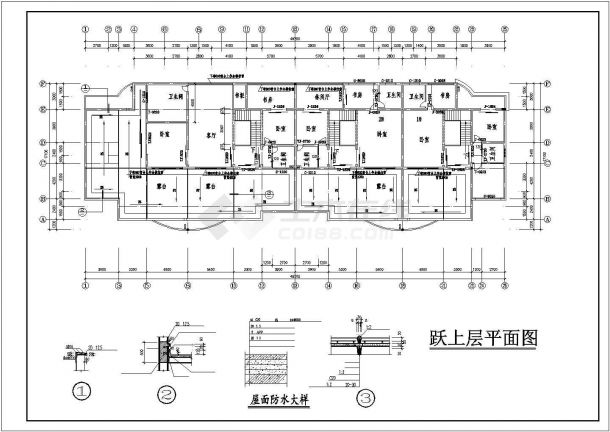 太原市富川花园小区6层混合结构住宅楼全套平面设计CAD图纸（含跃层）-图二