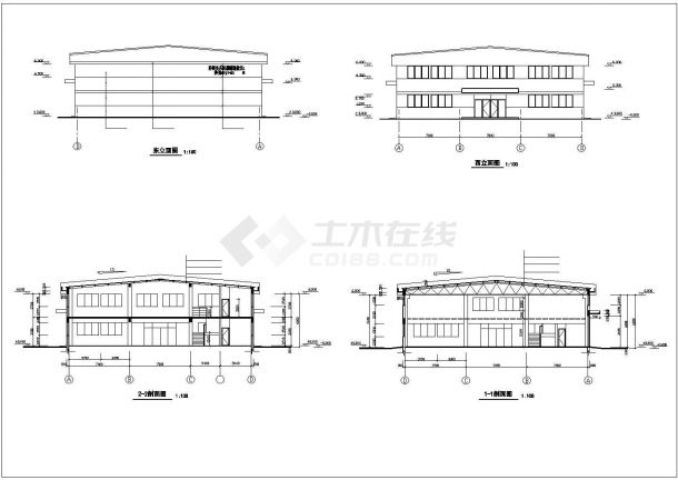 某21米厂房建筑结构施工图CAD建筑设计施工图-图二