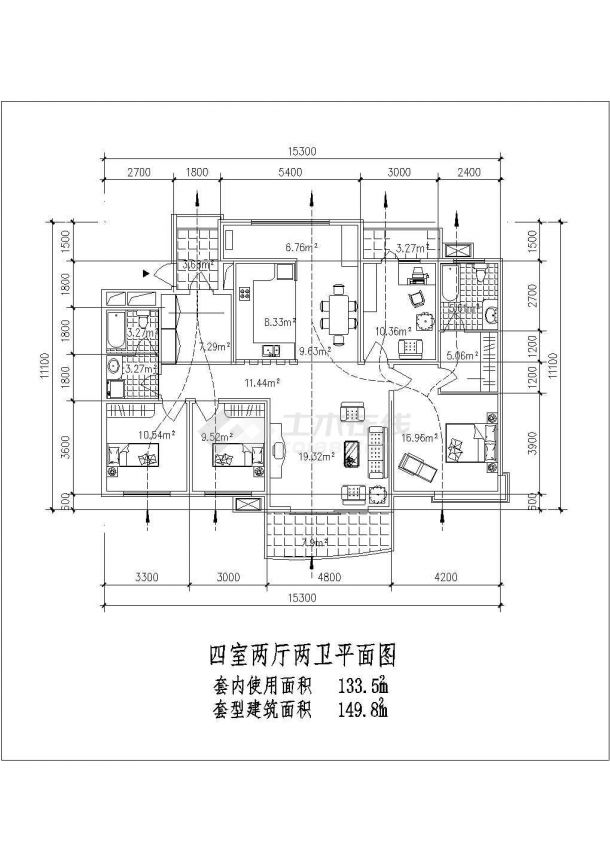 杭州市贵馨家园小区经典热门的平面户型设计CAD图纸（5张）-图一