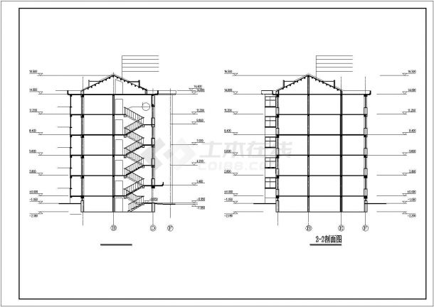 贵阳市幸福花园小区5层砖混结构住宅楼建筑设计CAD图纸（含半地下室）-图一