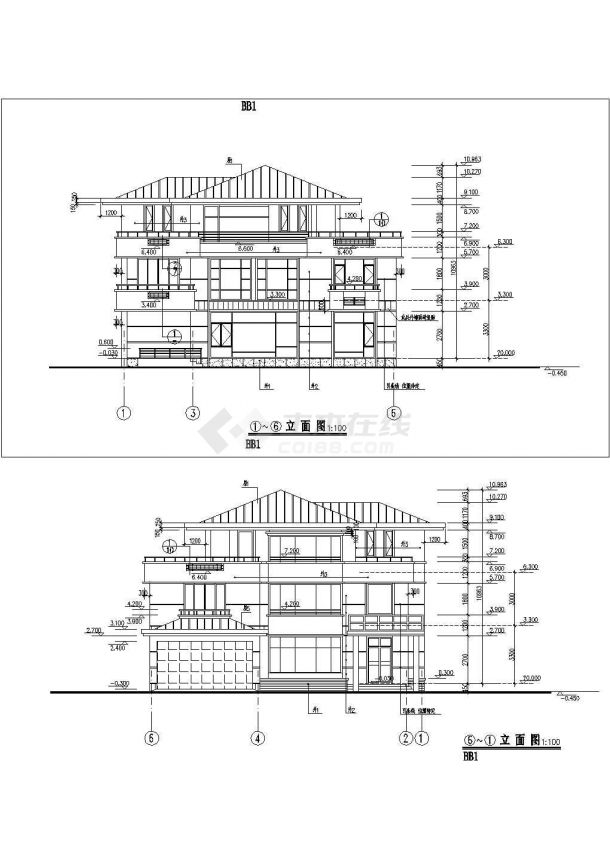 某现代花园小区特色样板别墅建筑全套详细方案设计施工CAD图纸-图二