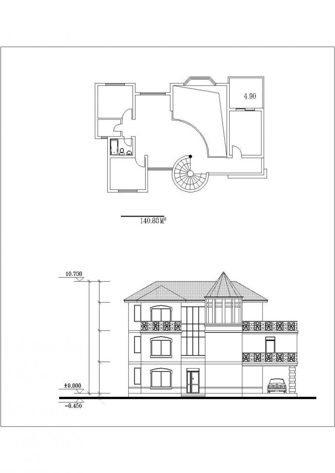 某现代小区商用特色别墅建筑详细方案设计施工CAD图纸_图1