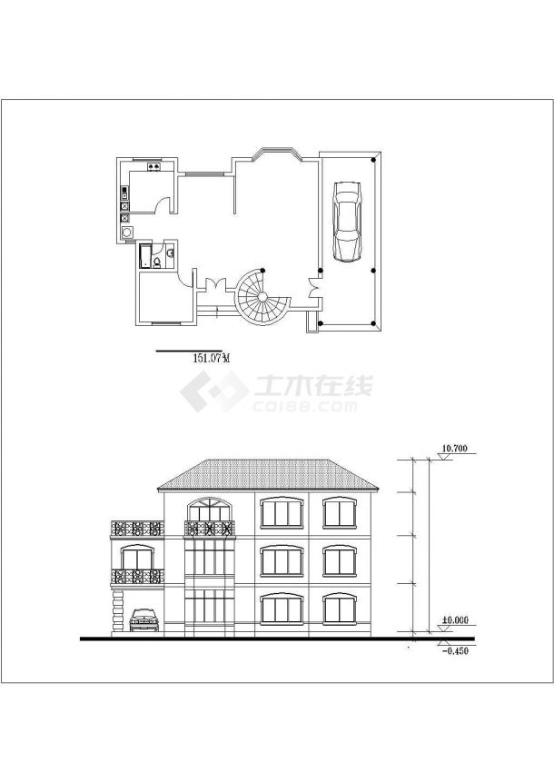 某现代小区商用特色别墅建筑详细方案设计施工CAD图纸-图二