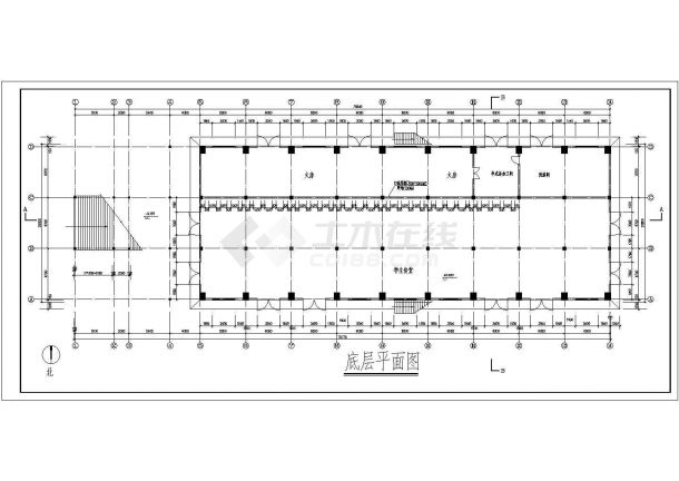 某二层框架结构食堂综合楼设计cad全套建筑施工图（ 含设计说明）-图一