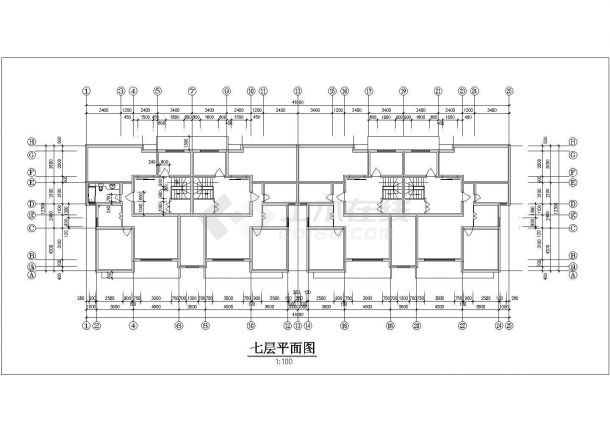 上海市嘉定区某企业家属院7层砖混结构住宅楼建筑设计CAD图纸-图一