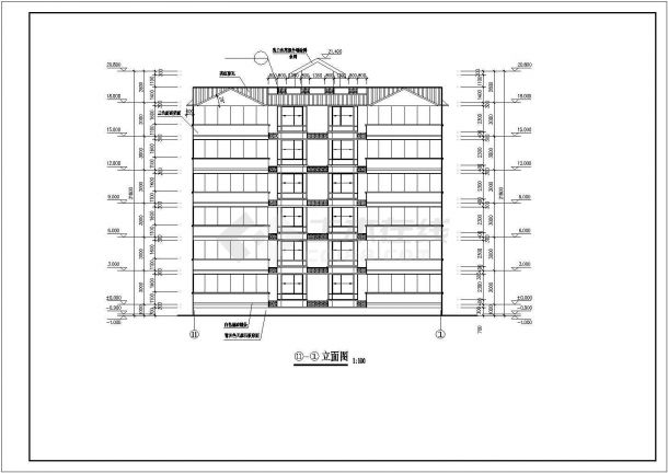 九江市安馨花园小区1800平米6层砖混结构住宅楼建筑设计CAD图纸-图二