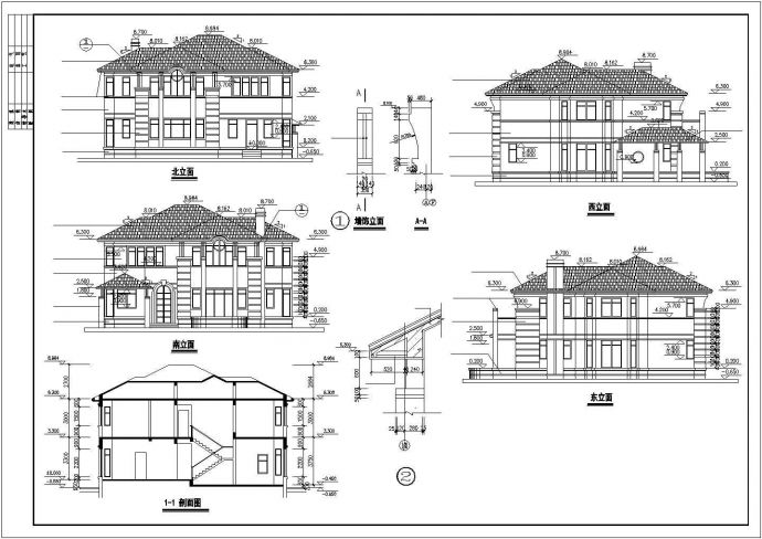 某度假区小型高级别墅建筑详细方案设计施工CAD图纸_图1