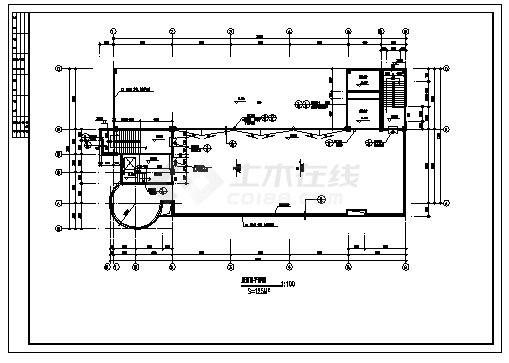 办公楼设计_4000平米六层框排架结构办公楼建筑施工cad图，共十五张-图二