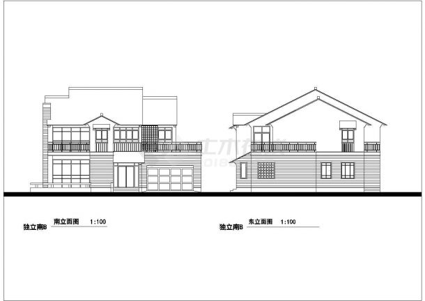 某山庄别墅区独立联排商住别墅建筑全套设计方案施工CAD图纸-图二