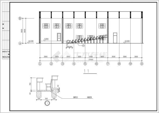 长27米 宽15米 单层礼堂建筑施工图【平面详图 2剖面】-图一