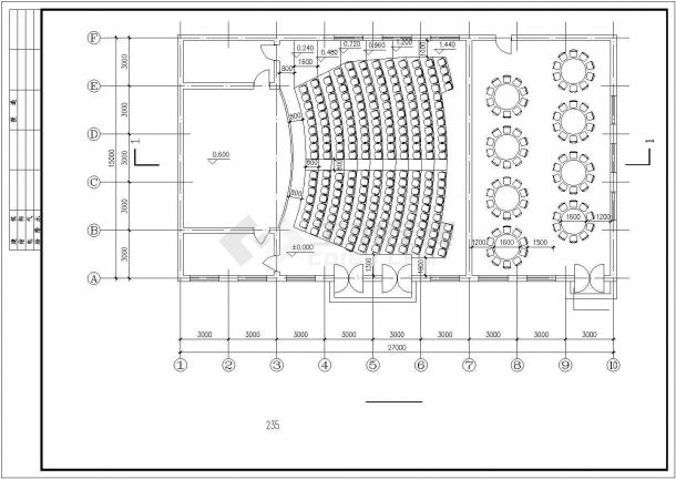 长27米 宽15米 单层礼堂建筑施工图【平面详图 2剖面】-图二