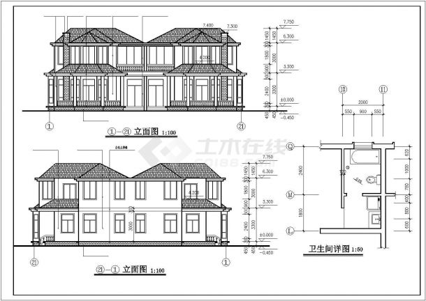 某度假别墅区商用多层出租别墅建筑设计方案施工CAD图纸-图二