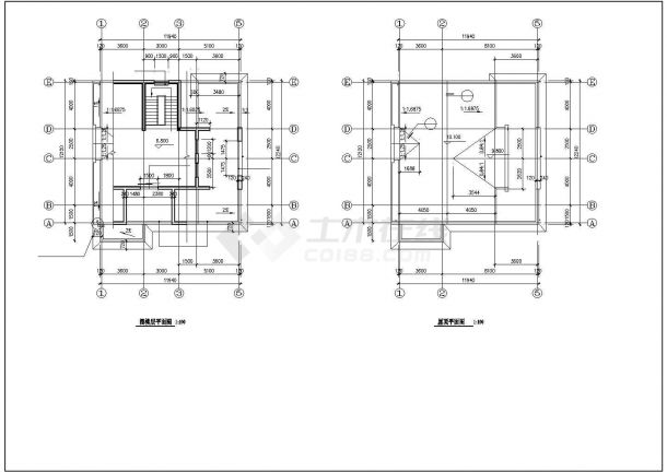 某度假别墅区商用坡顶别墅建筑设计方案施工CAD图纸-图一