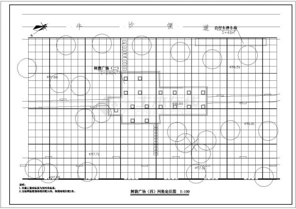树荫广场规划设计cad平面图及铺装、树池详图-图一
