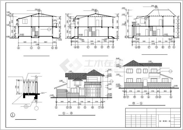 某度假山庄别墅区商用豪华型别墅建筑设计方案施工CAD图纸-图二
