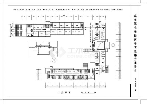 滨州职业技术学院五层医学实验楼建筑cad施工图纸-图二