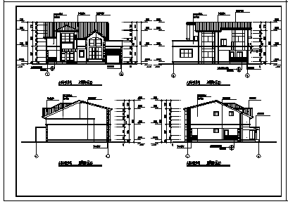 二层A型小型住宅建筑设计cad图，共三张-图一